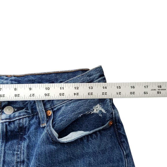 LEVI'S 501 Distressed Big E Medium Wash Button Fly 90s Baggy Jeans - Picture 7 of 10